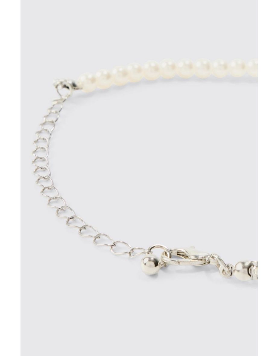 Pearl And Metal Bead Multi Layer Necklace - silver - 3