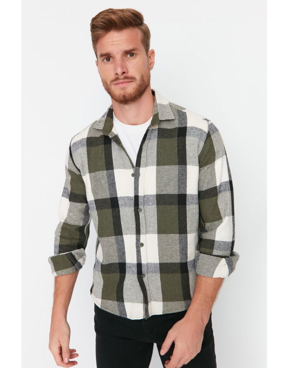 Khaki Regular Fit Lumberjack Plaid Shirt