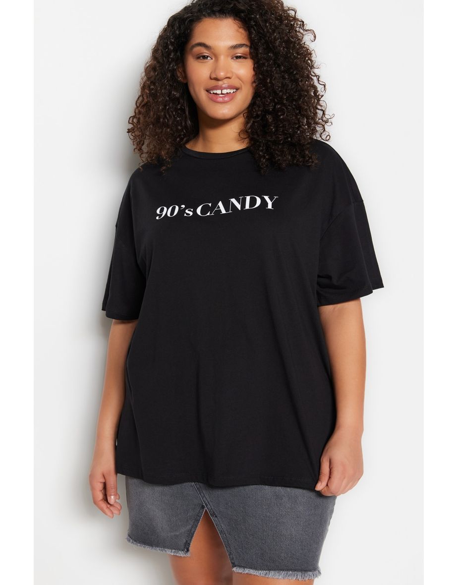 Plus Size T-Shirt - Black - Oversize