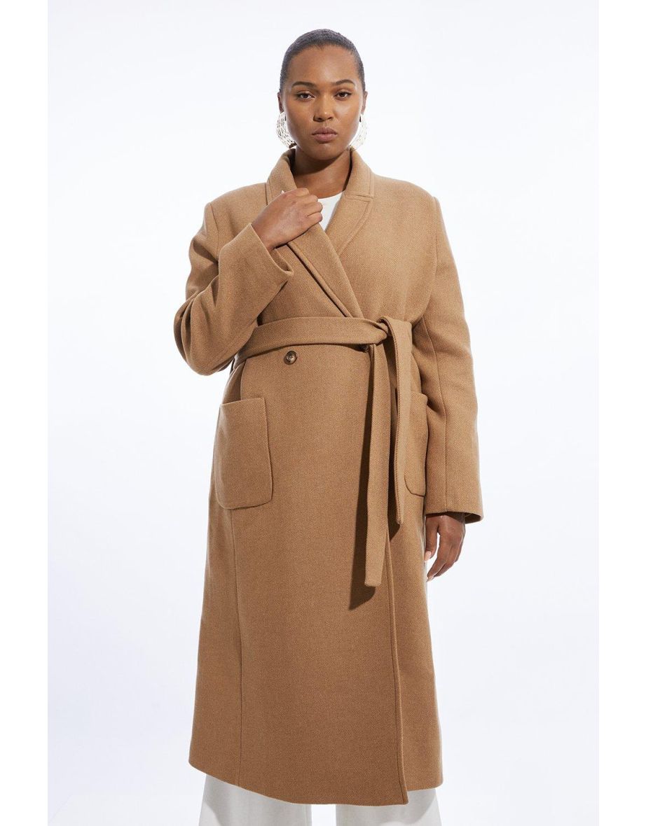 Plus size wool wrap coat best sale