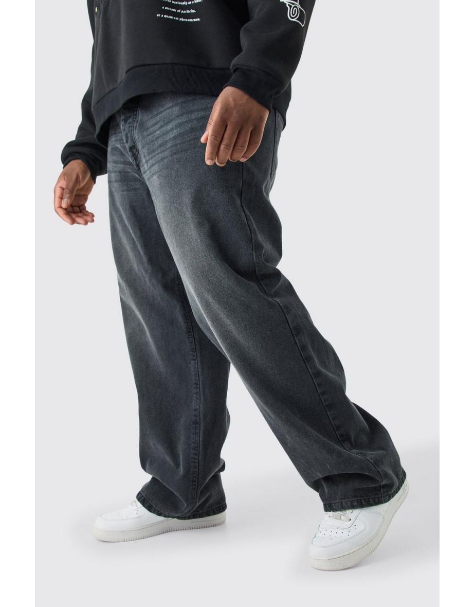 Plus Relaxed Rigid Jeans - charcoal