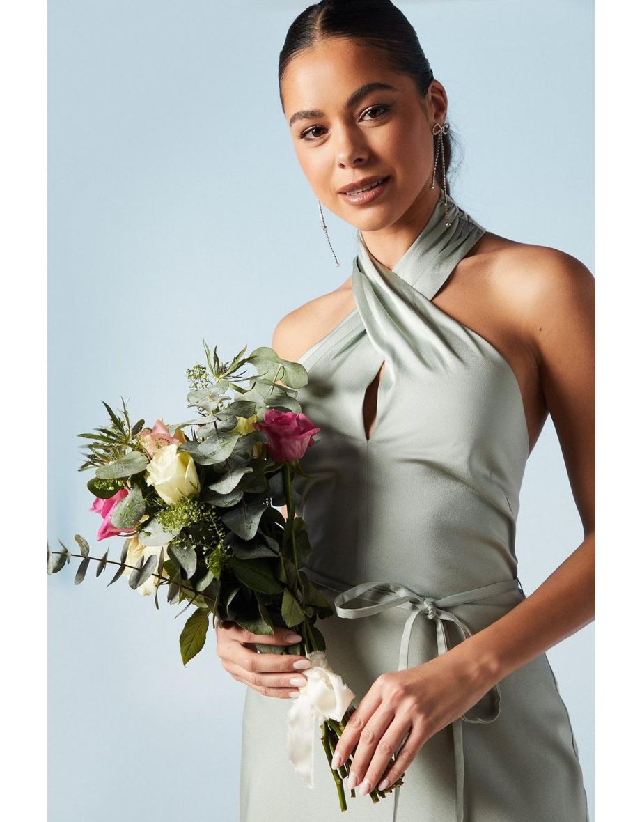 Cross Front Halterneck Bridesmaids Dress - 3