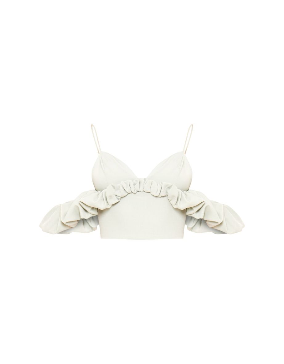 Prettylittlething Green Ruffle Crop Top - 4