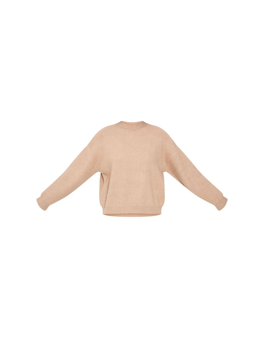 Tall Camel Knitted Crew Neck Jumper - 4