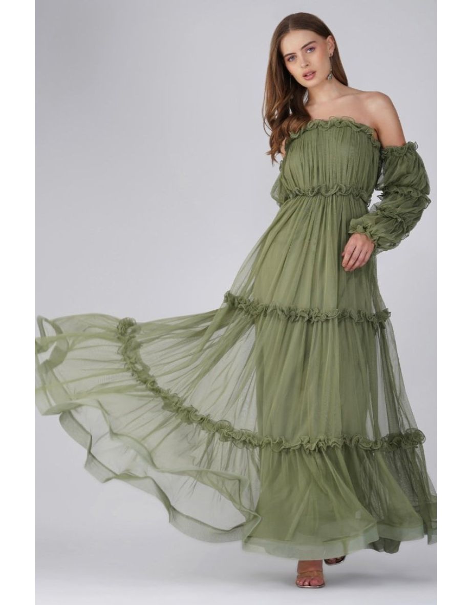Emmeline Maxi Dress in Soft Olive