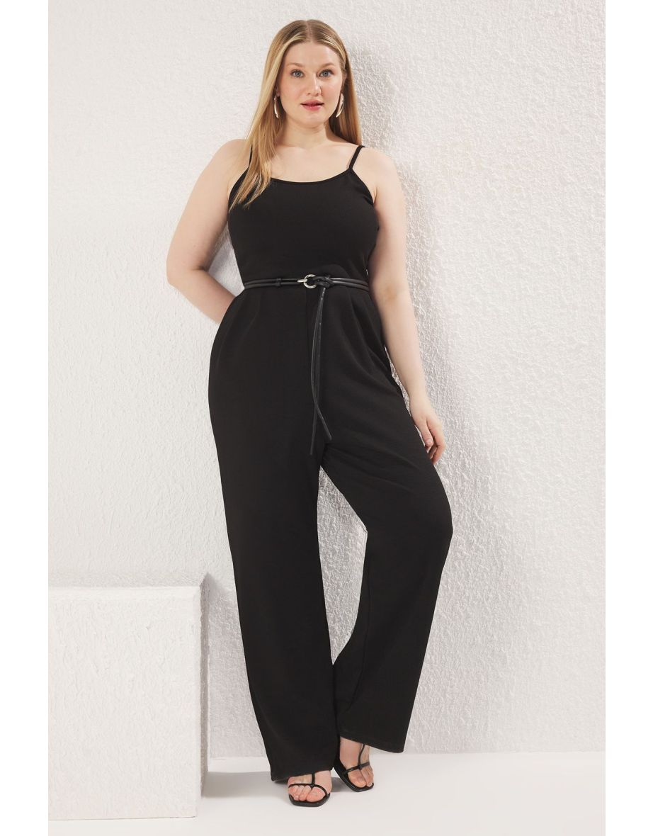 Black Knitted Plus Size Jumpsuit