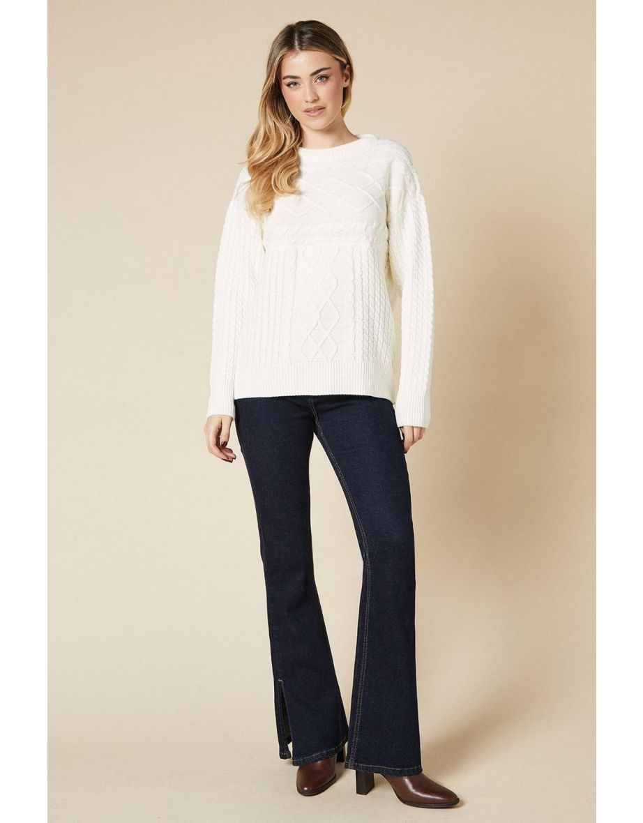 Cable Panel Crew Neck Jumper