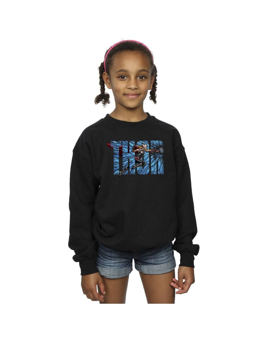 Marvel Girls Thor Love And Thunder Smash Sweatshirt - Black