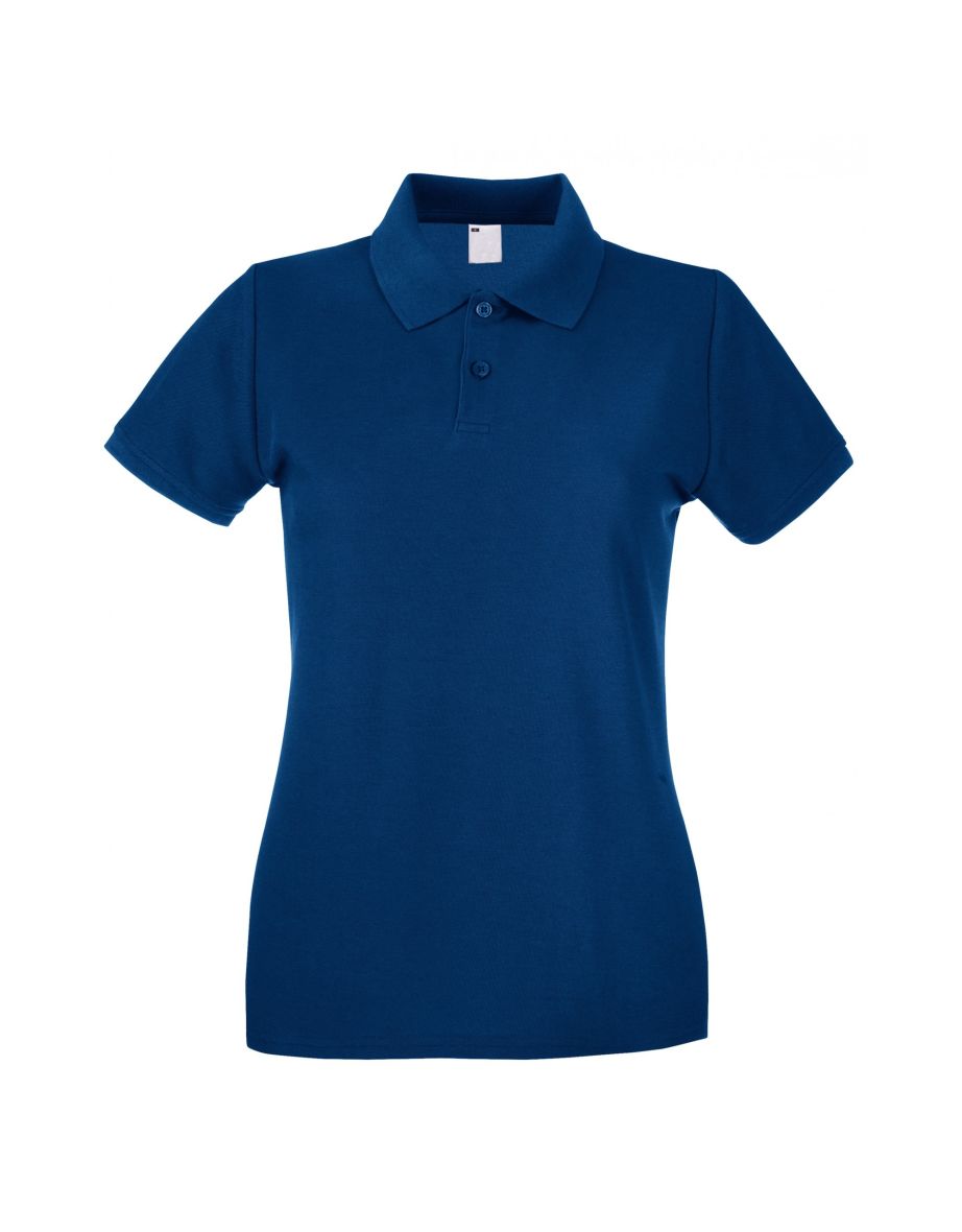 Womens/Ladies Fitted Short Sleeve Casual Polo Shirt - Navy Blue