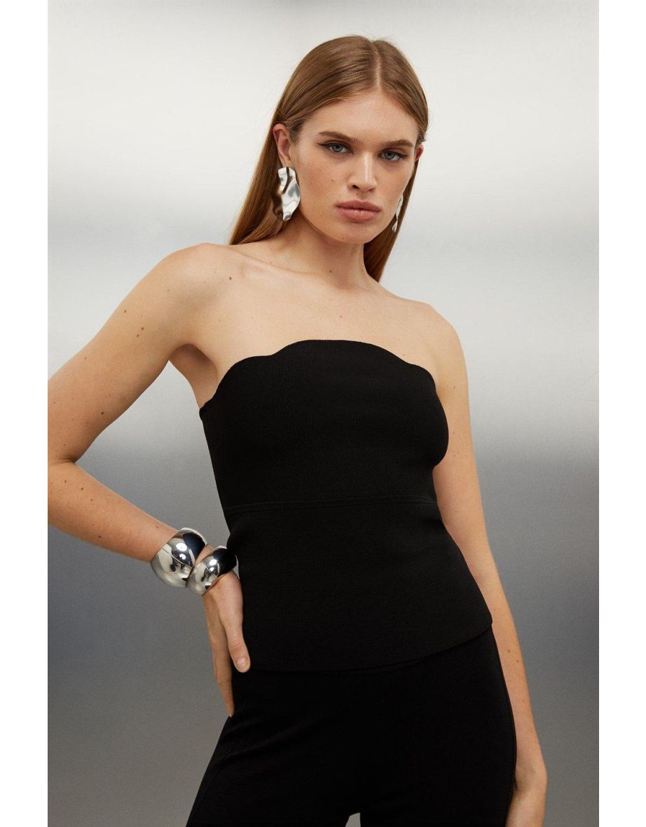 Premium Viscose Blend Body Contouring Knit Bandeau Top
