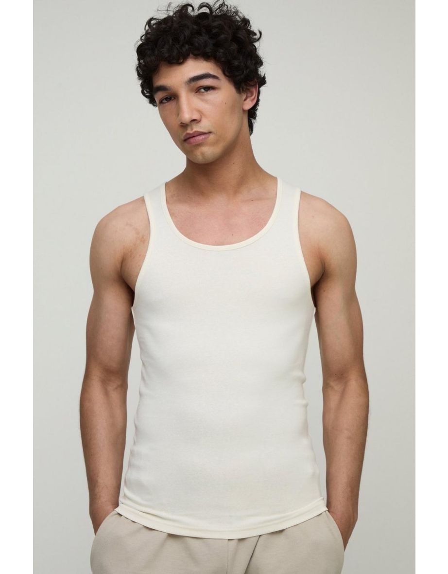 Basic Muscle Fit Vest - ecru