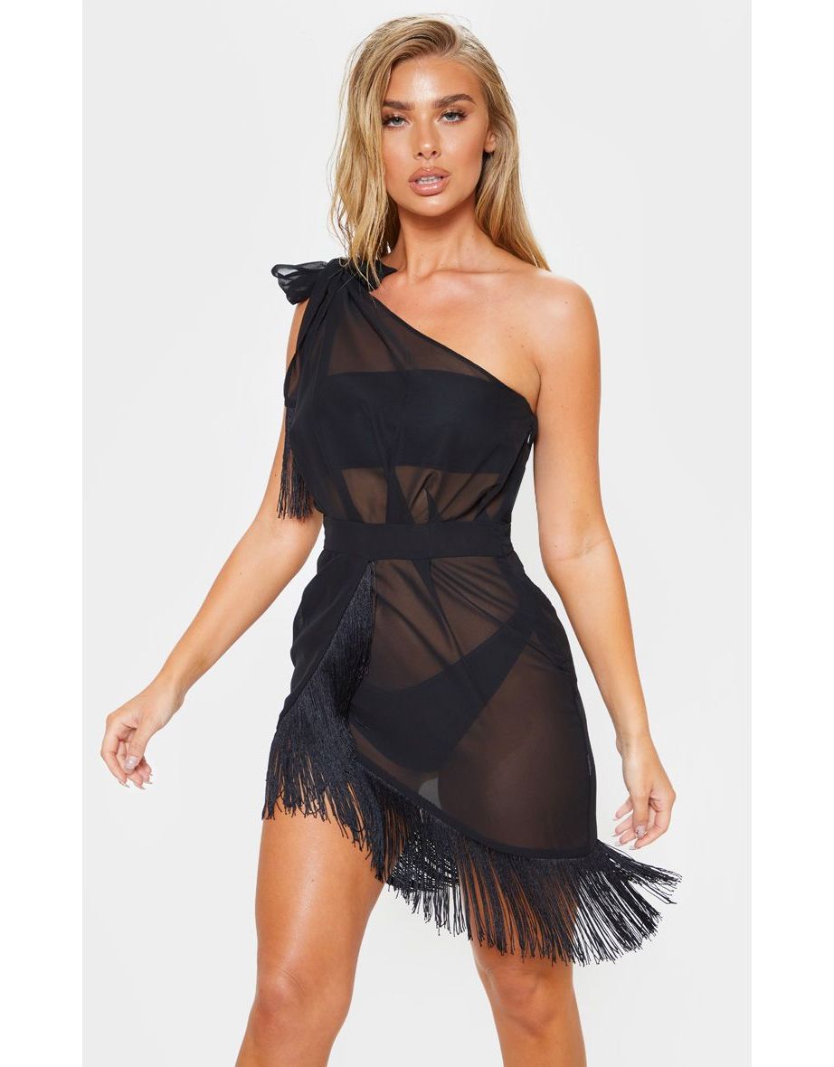 Prettylittlething fringe deals mini dress
