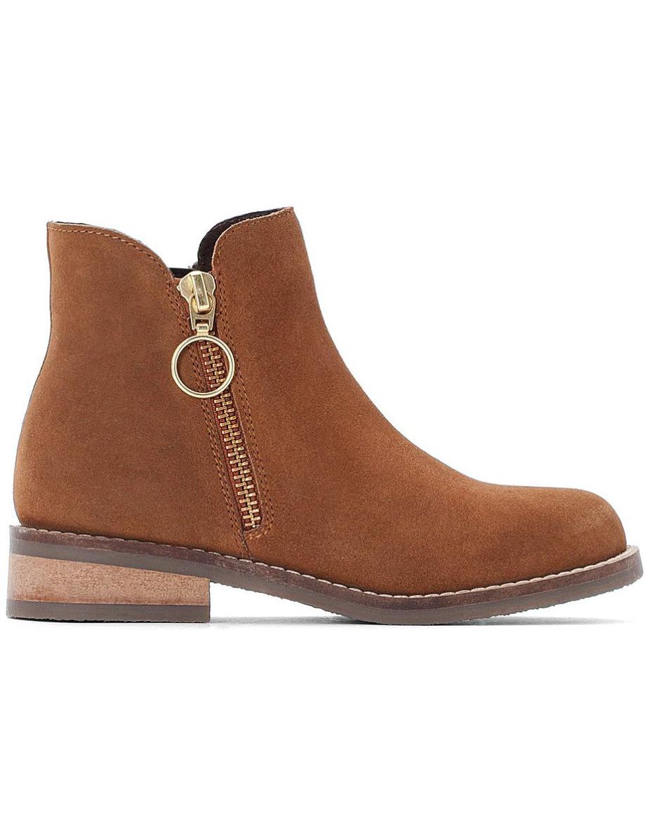 Kids Leather Zipped Ankle Boots