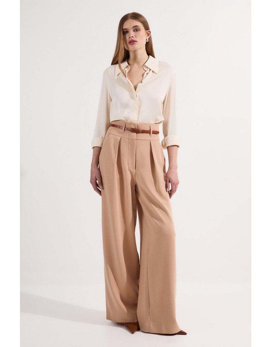 Compact Stretch Essential Tailored High Waist Wide Leg Trouser