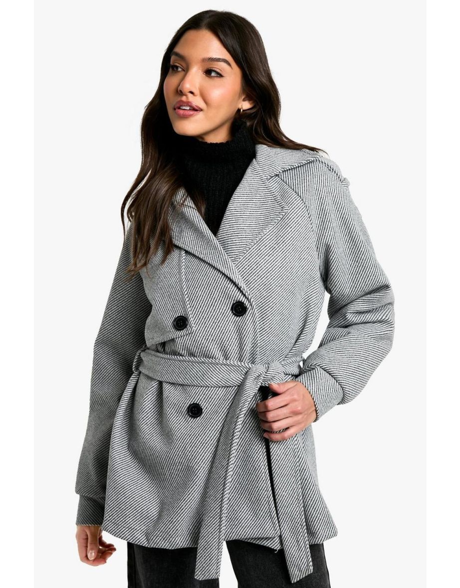 Belted Wool Look Jacket