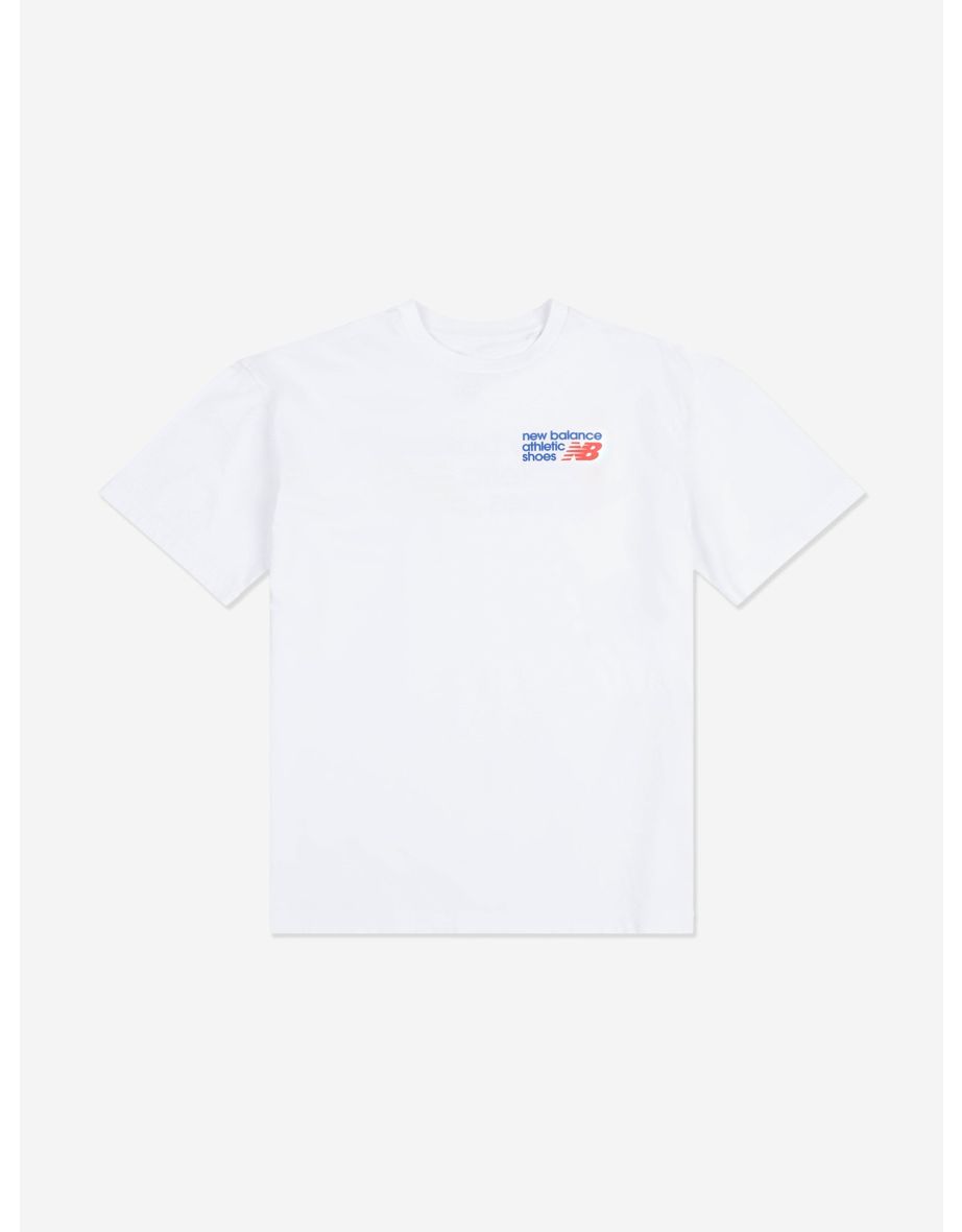 New Balance Boys Athletic Shoes Back Graphic T-Shirt in White