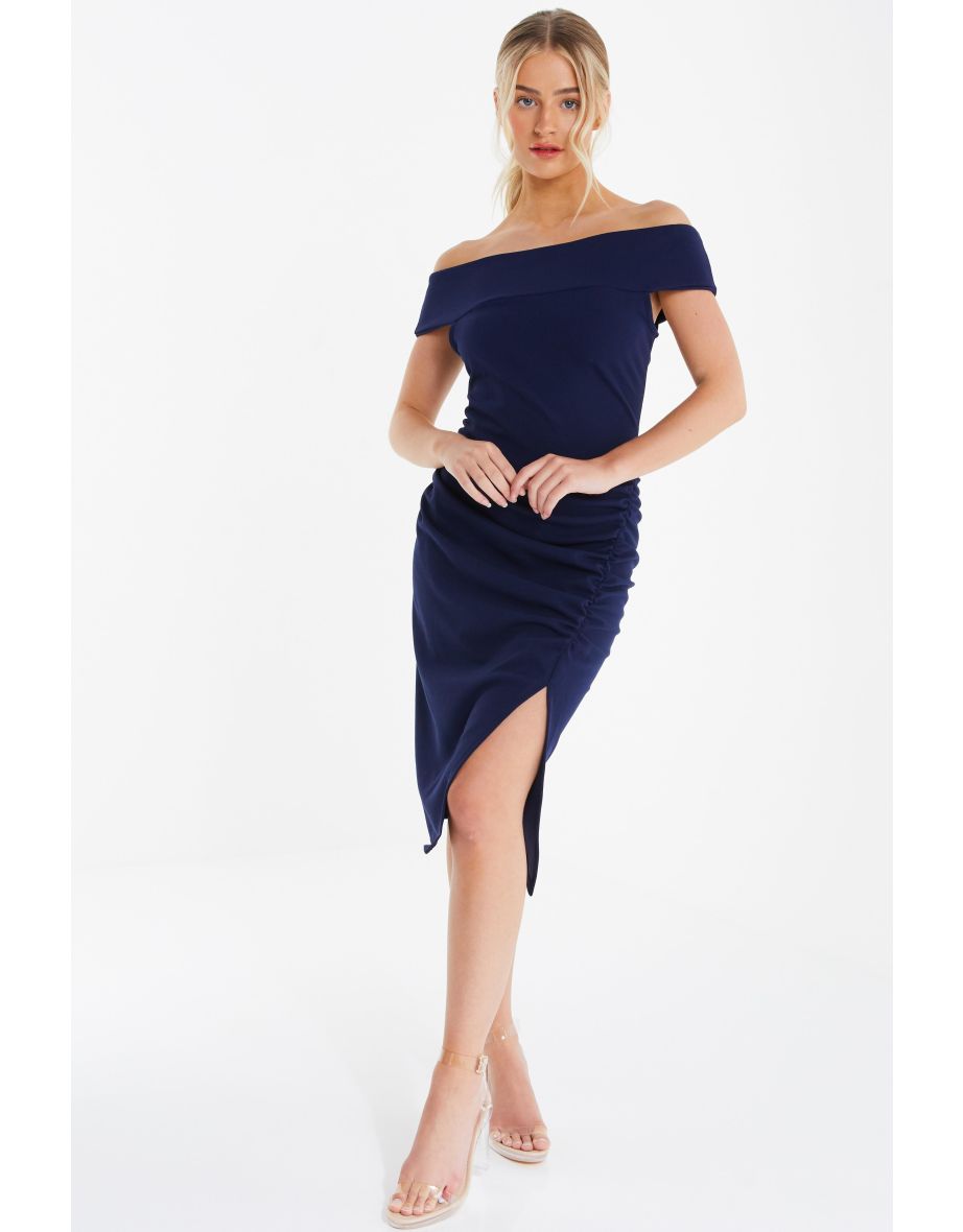 Petite Navy Bardot Midaxi Dress