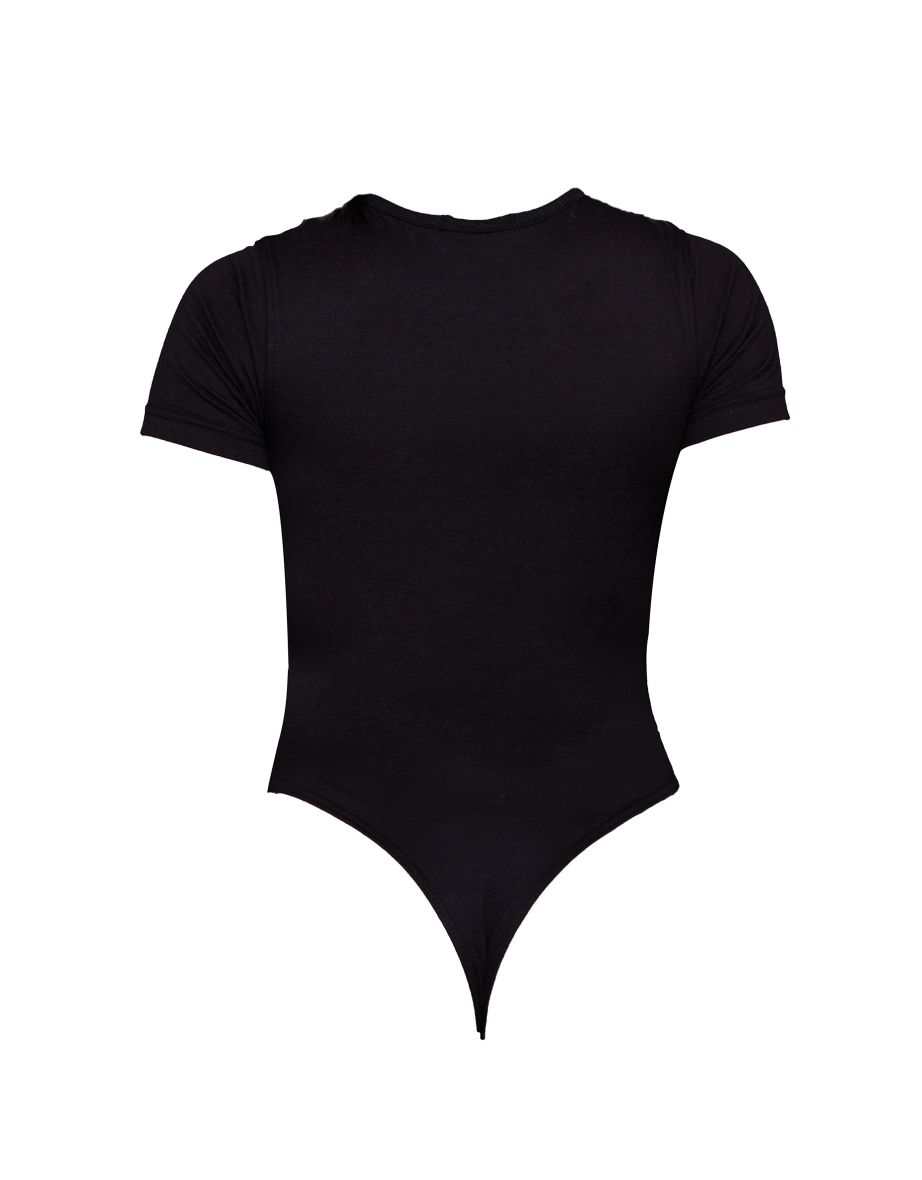 PRETTYLITTLETHING Black Logo Short Sleeved Bodysuit - 5