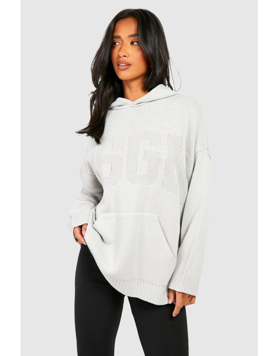 Petite Dsgn Knitted Hoodie - grey