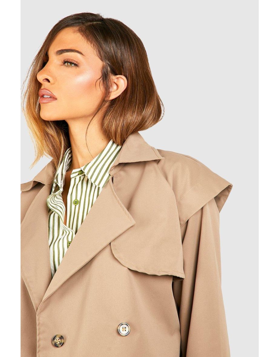 Crop Trench Coat - stone - 3