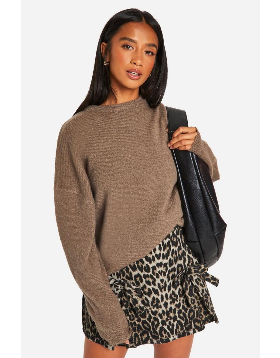 Petite Soft Knit Crew Neck Longline Jumper