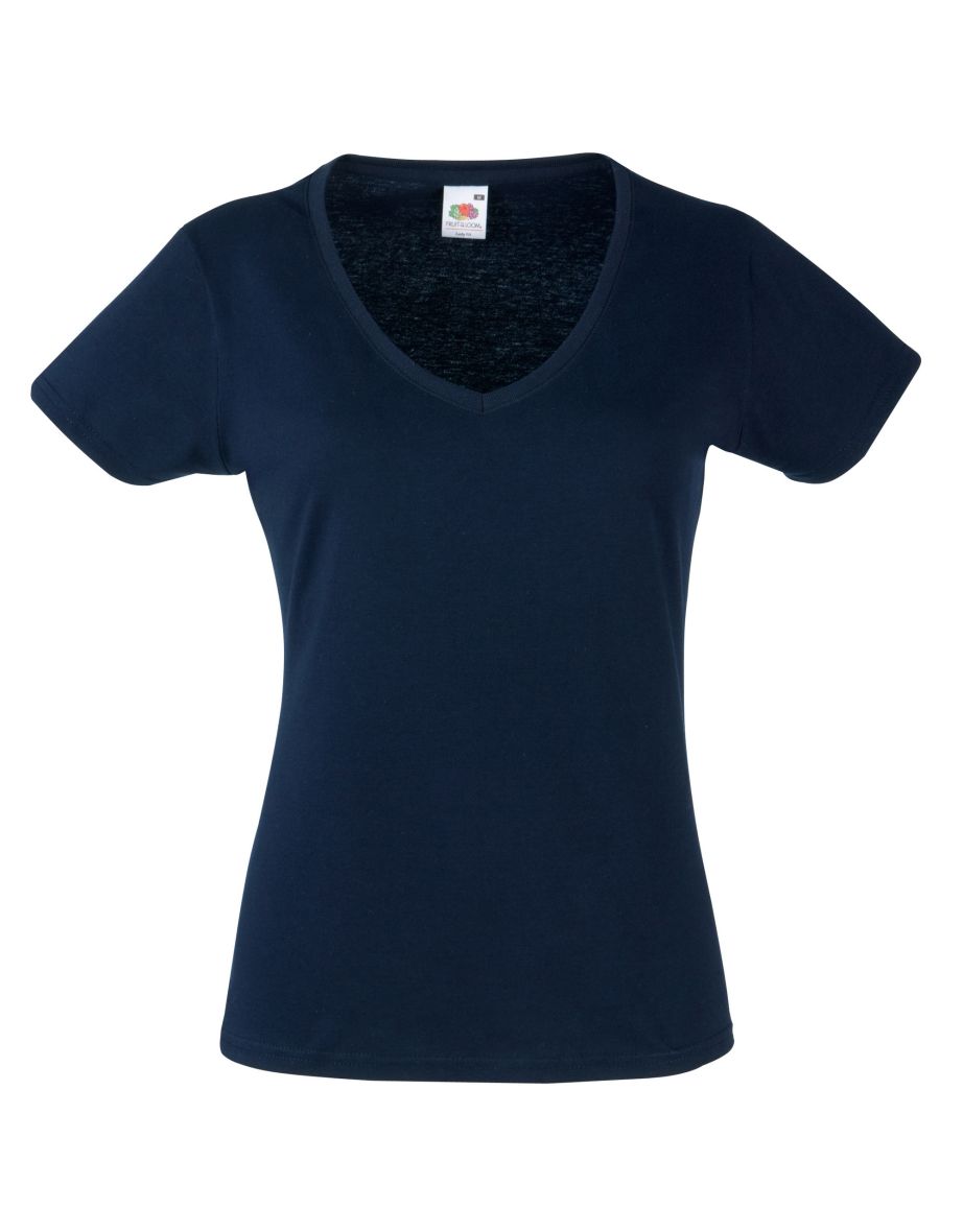 Fruit Of The Loom Ladies Lady-Fit Valueweight V-Neck Short Sleeve T-Shirt - Deep Navy