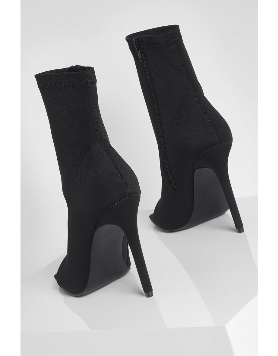 Peep Toe Sock Sandal - black - 3