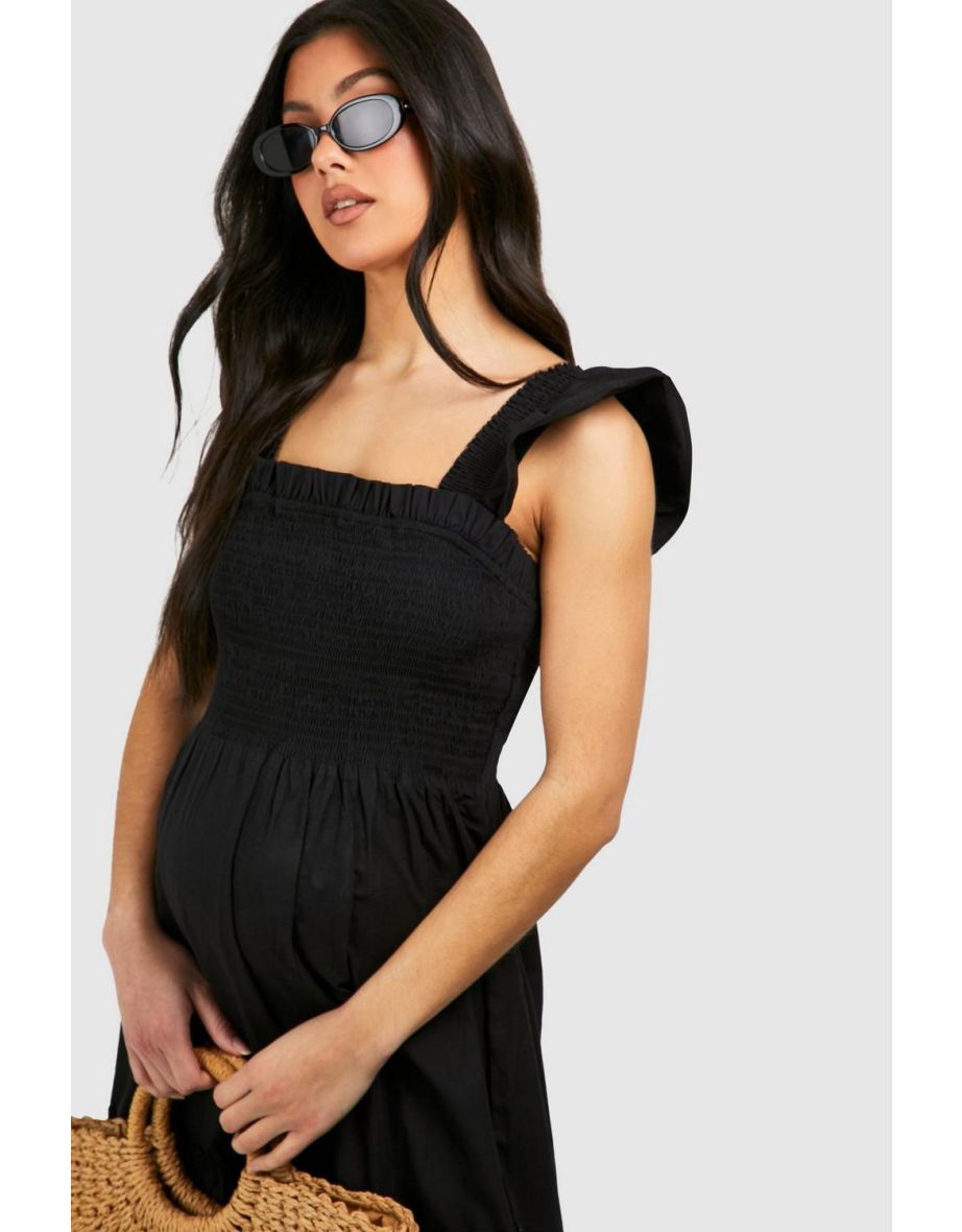 Maternity Frill Sleeve Maxi Dress - black - 3