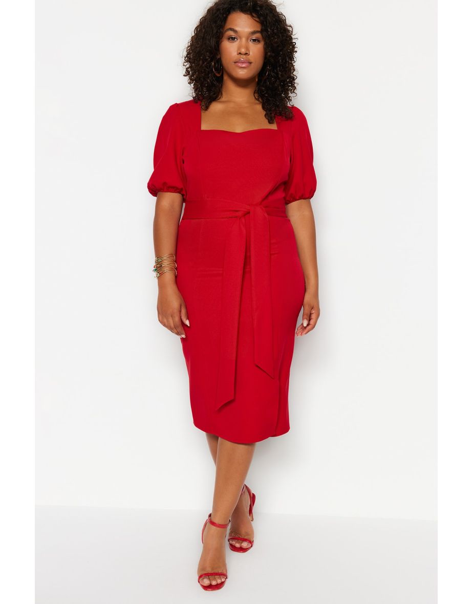 Plus Size Dress - Red - Bodycon