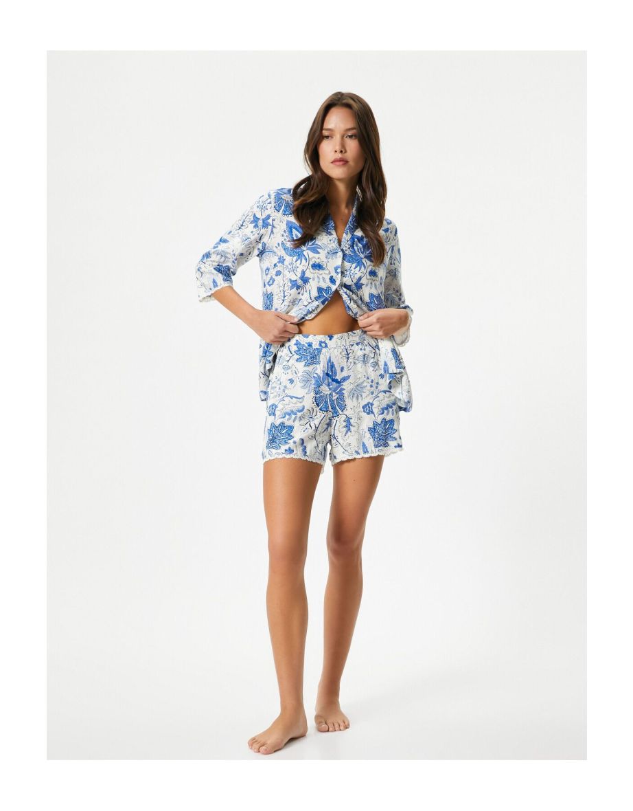 Pajama Bottoms Shorts Floral Viscose