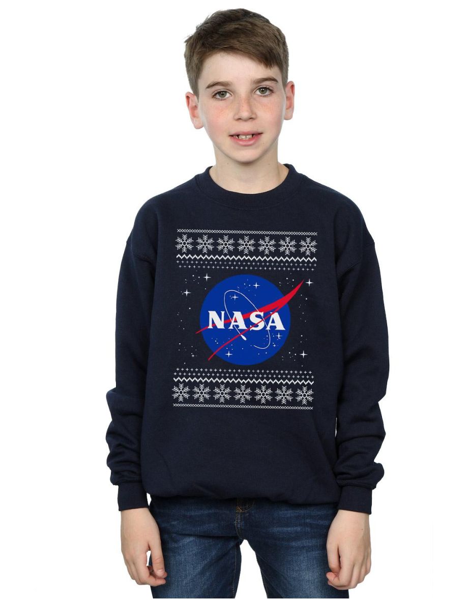 NASA Boys Classic Fair Isle Sweatshirt - Navy Blue