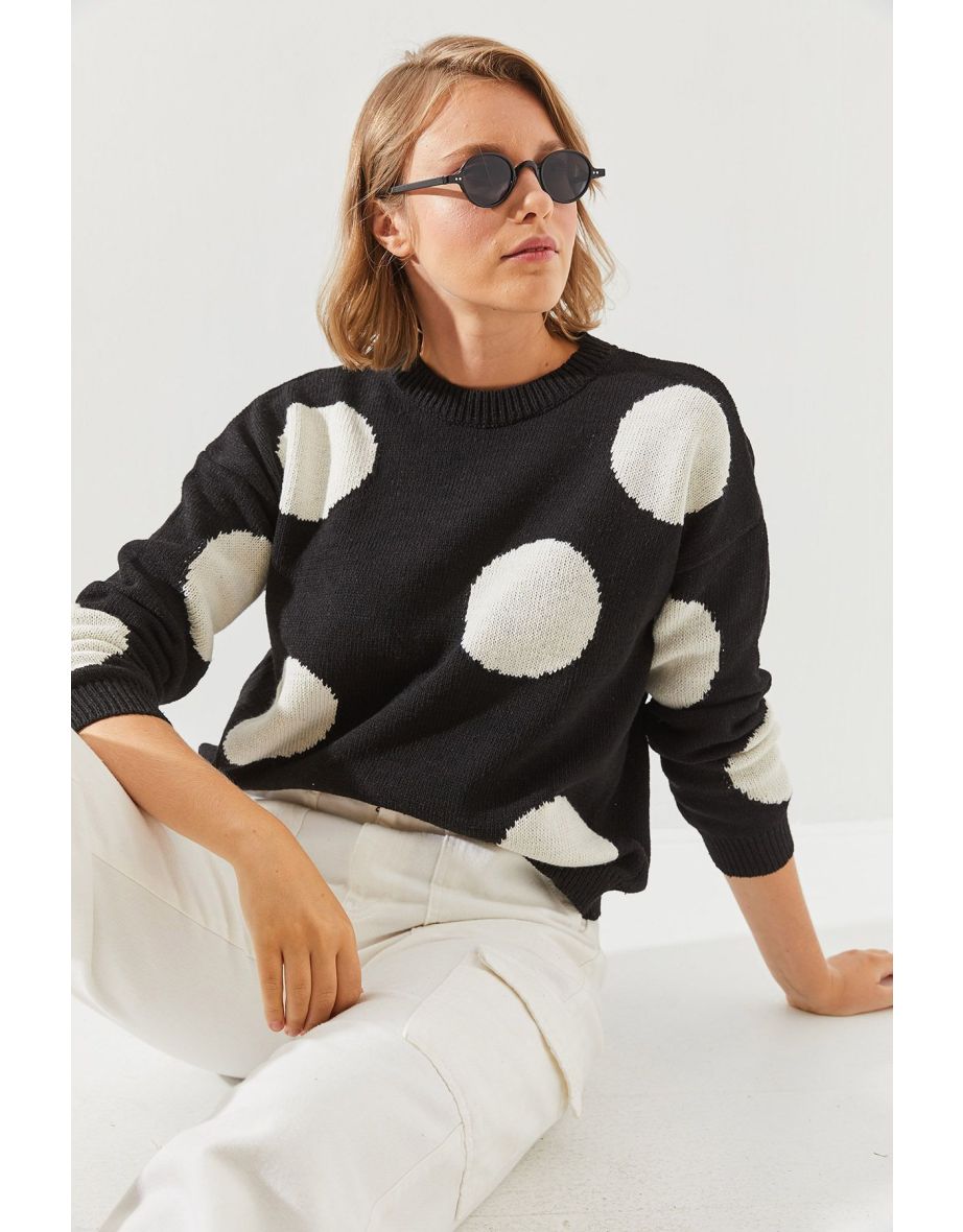 Women's Polka Dot Knitted Sweater - 5