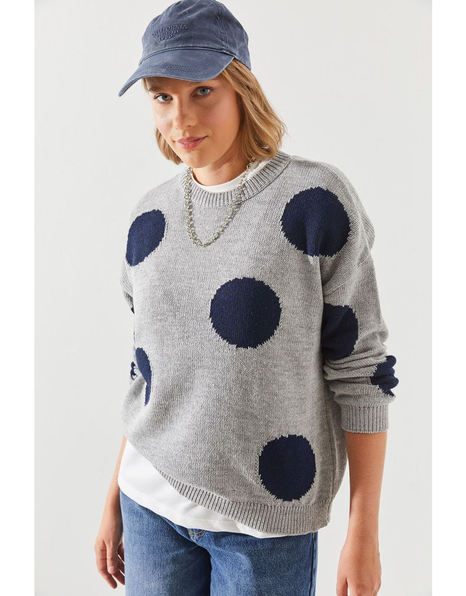 Women's Polka Dot Knitted Sweater - 5