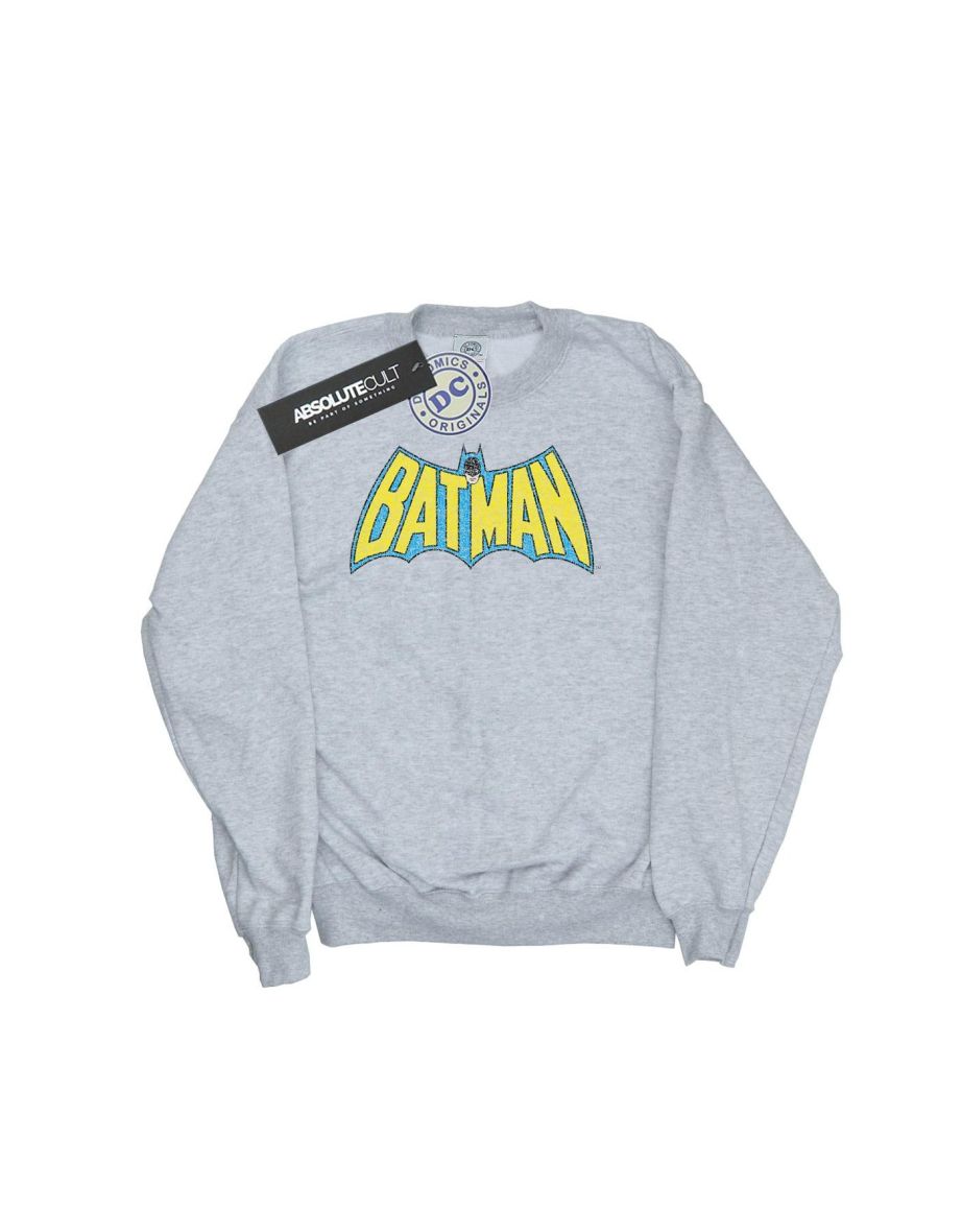 DC Comics Boys Batman Crackle Logo Sweatshirt - Sports Grey