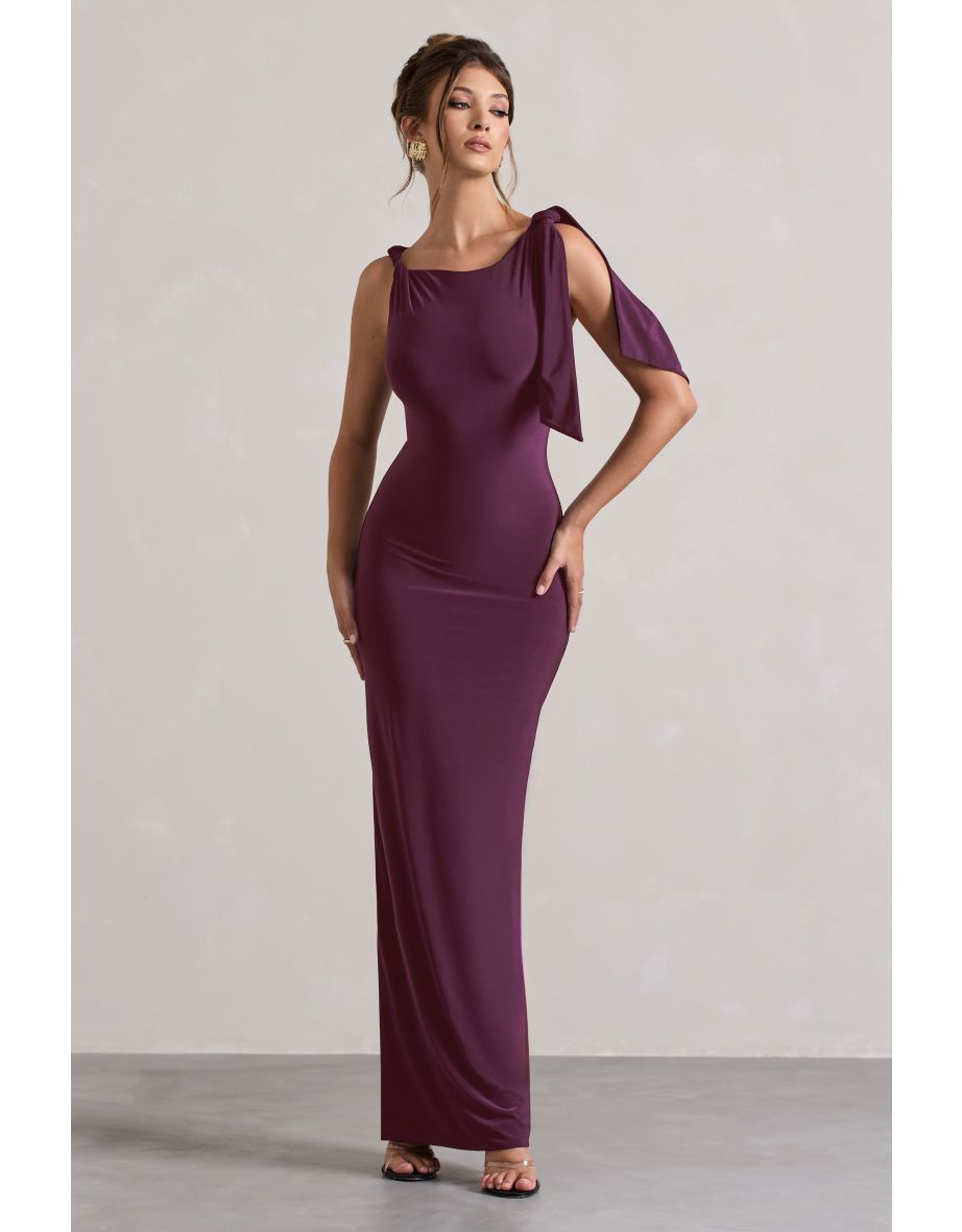 Kacey | Plum Twisted Knot Dress - 4