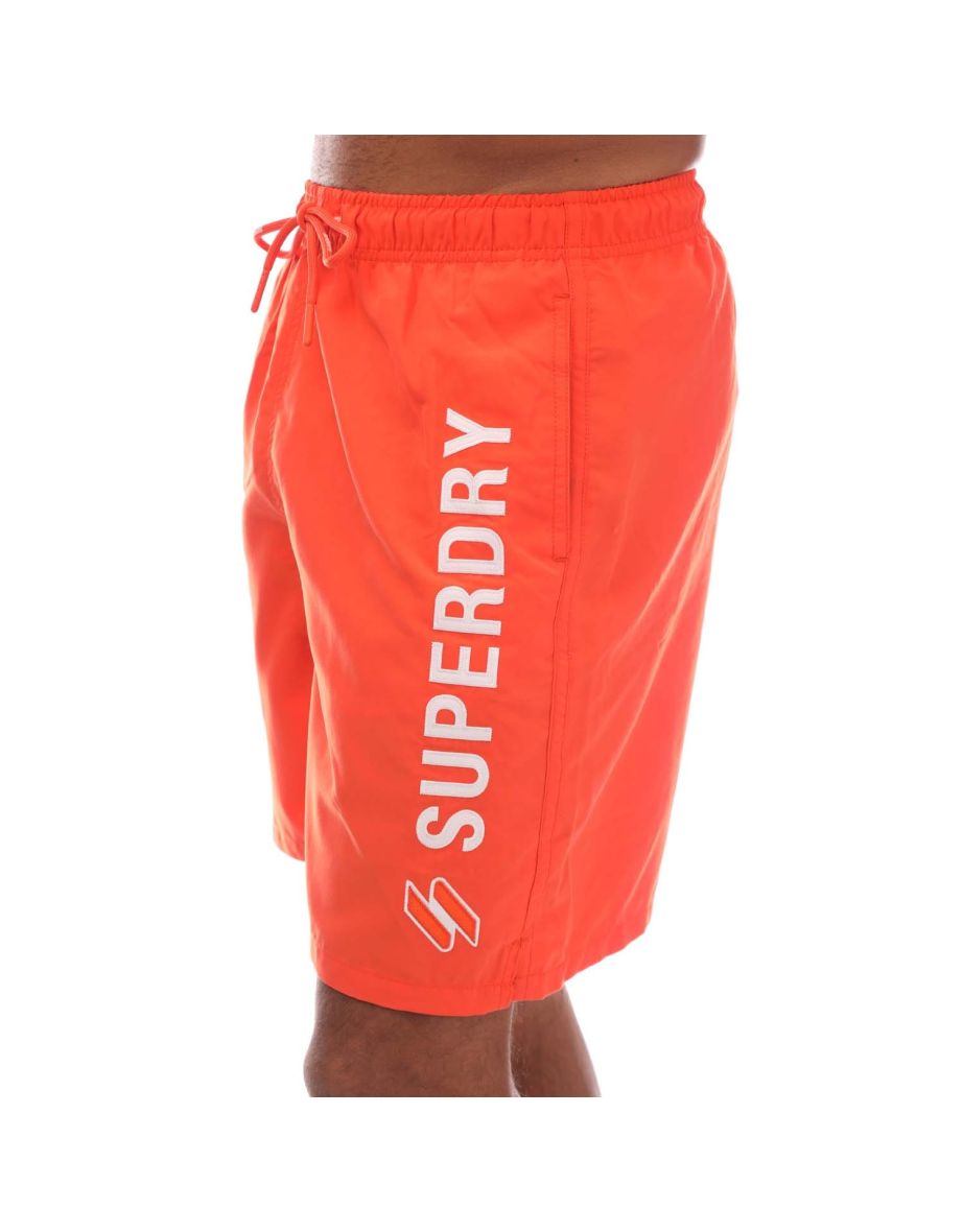 Men's Superdry Code Applique 19 Inch Swim Shorts in Orange - 3