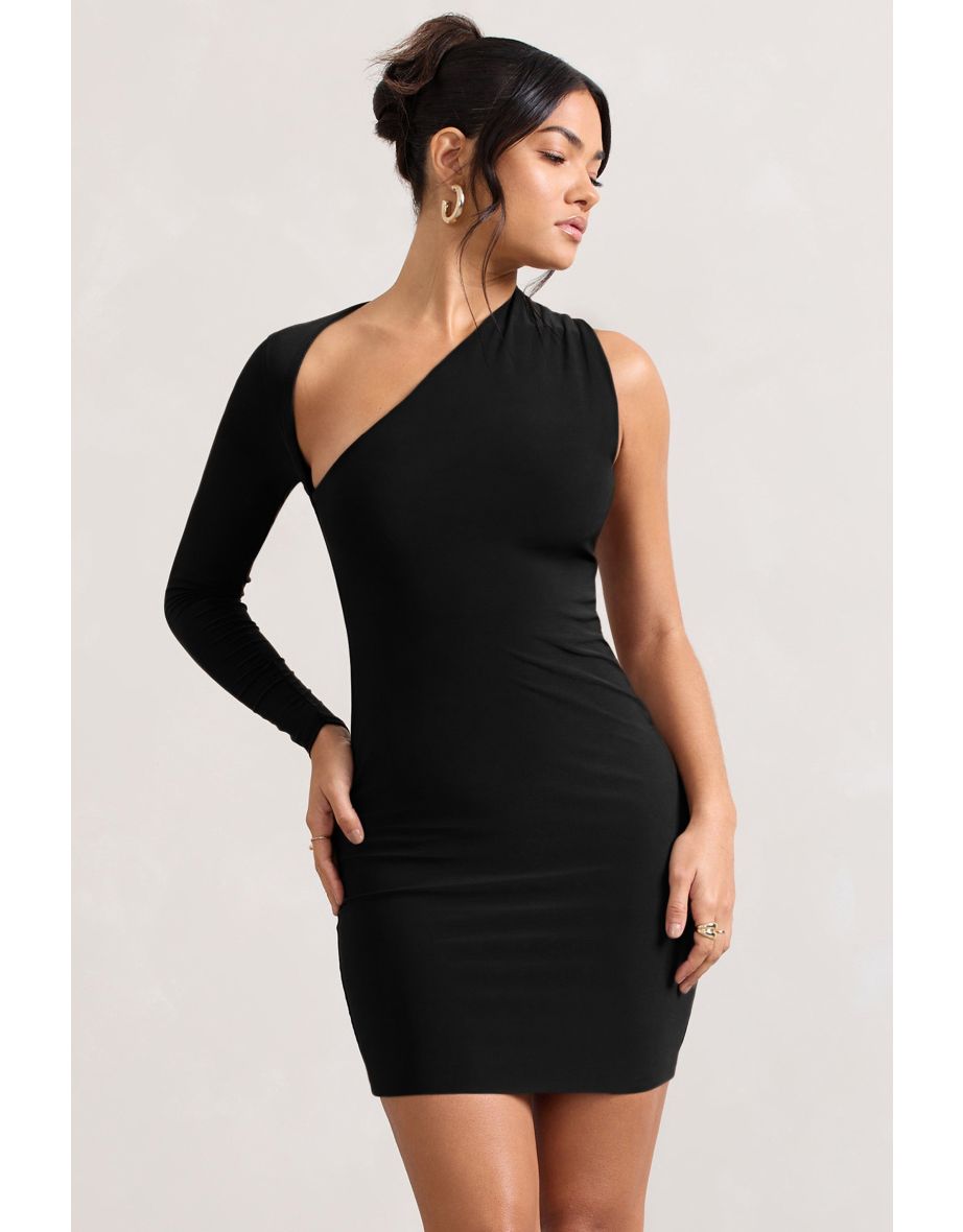 Black One Shoulder Bodycon Dress - 7