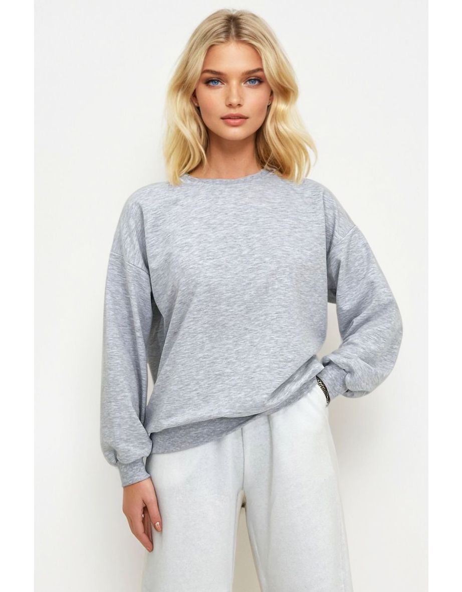 Women's Carmelange Crew Neck Oversize Seasonal Basic Sweatshirt