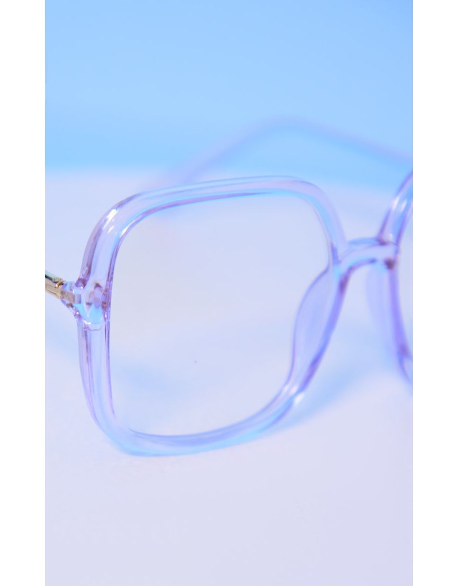 Lilac Oversized Clear Square Frame Blue Light Reader Glasses - 2
