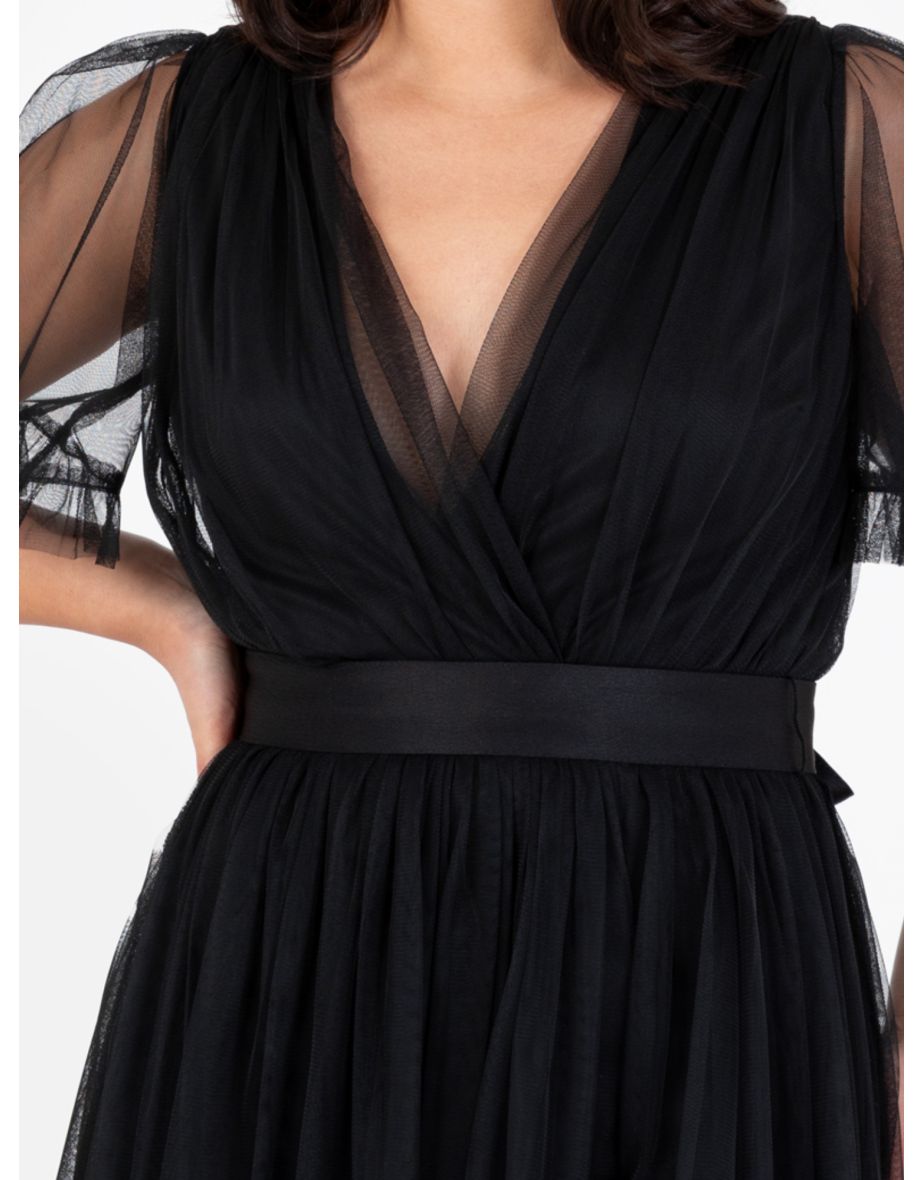 Maya Black Satin Sash Belt