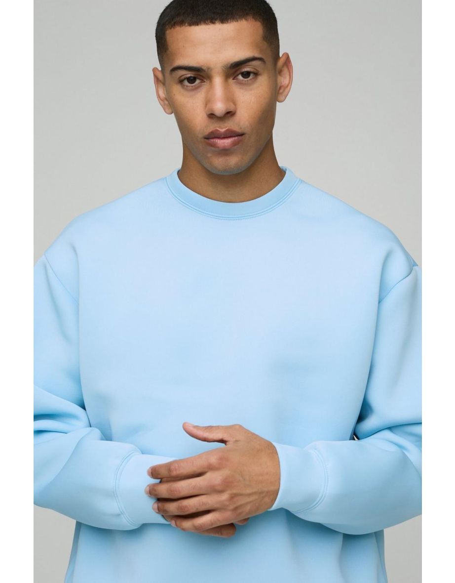 Oversized Bonded Scuba Sweatshirt Short Tracksuit - light blue - 2