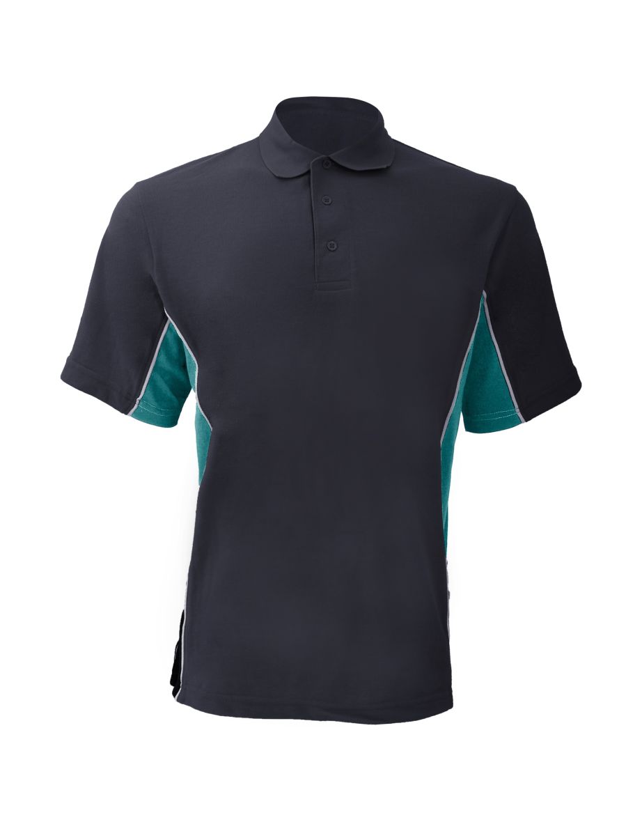Gamegear® Mens Track Pique Short Sleeve Polo Shirt Top - Navy/Turqoise