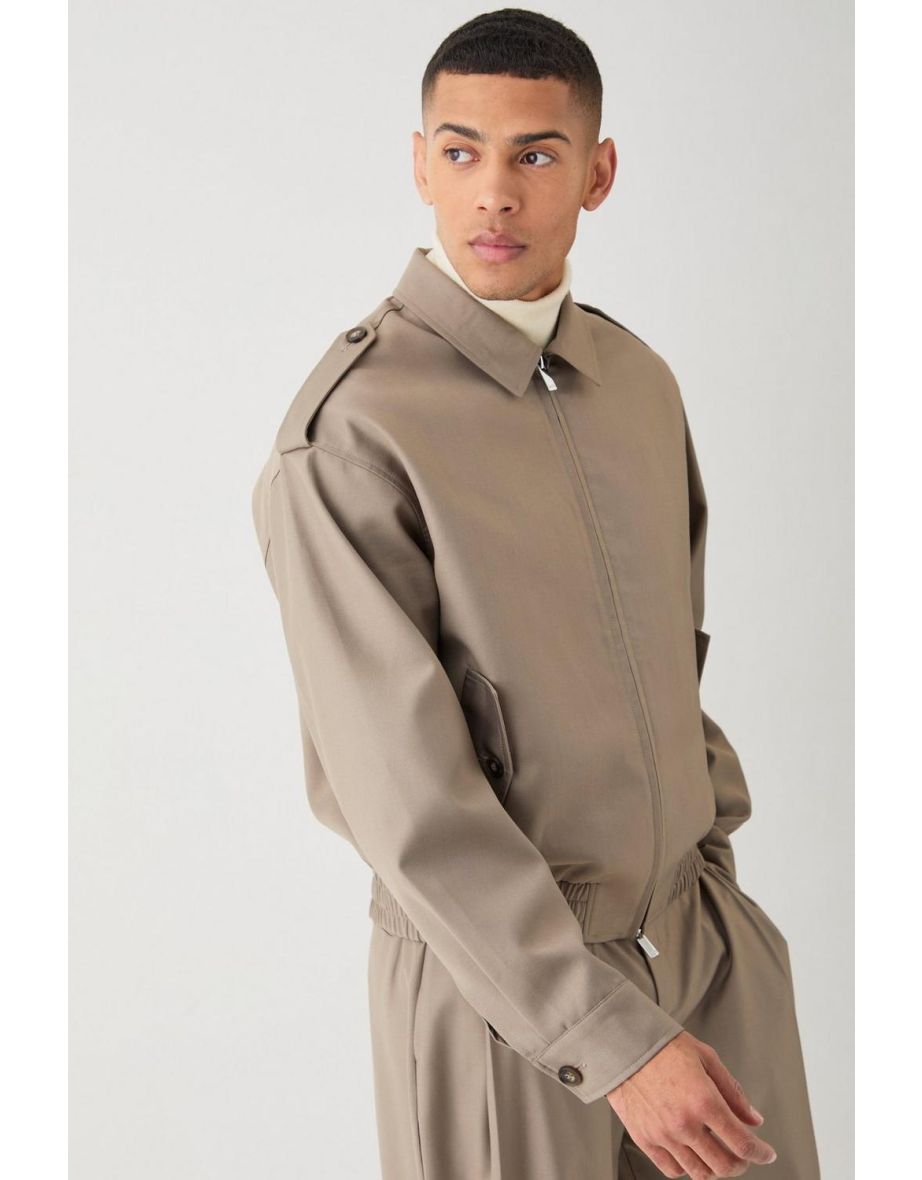 Boxy Formal Bomber Jacket - taupe - 2