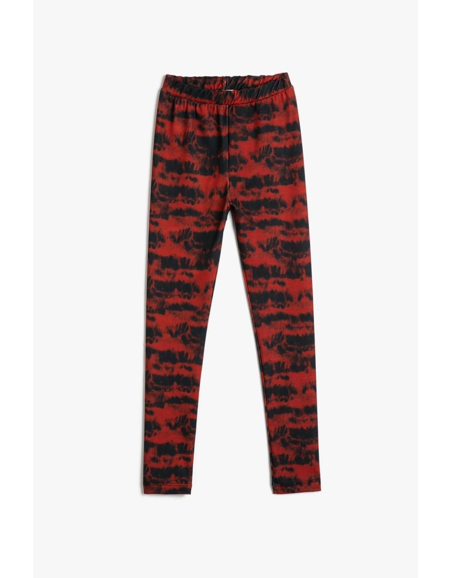 Girls Burgundy Patterned Leggings
