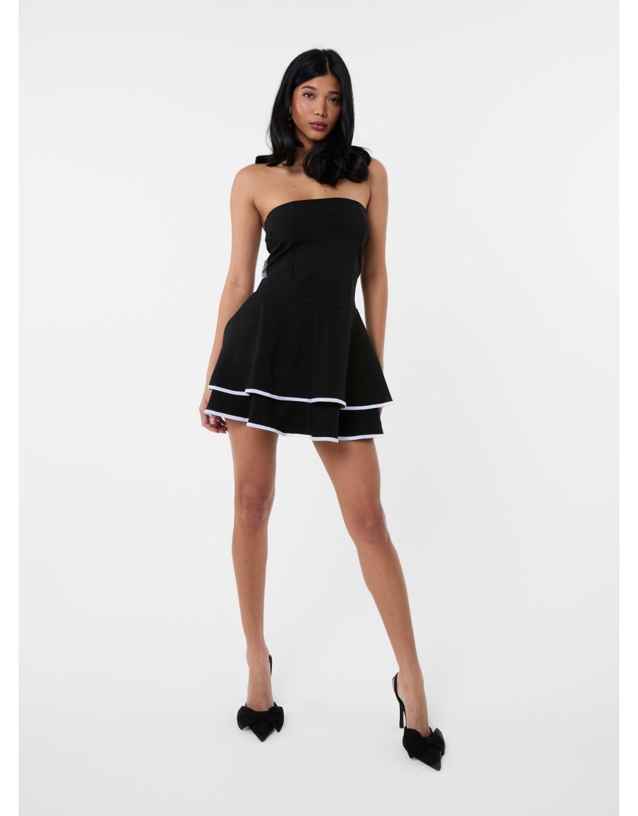 Bow Back Contrast Binding Bandeau Dress