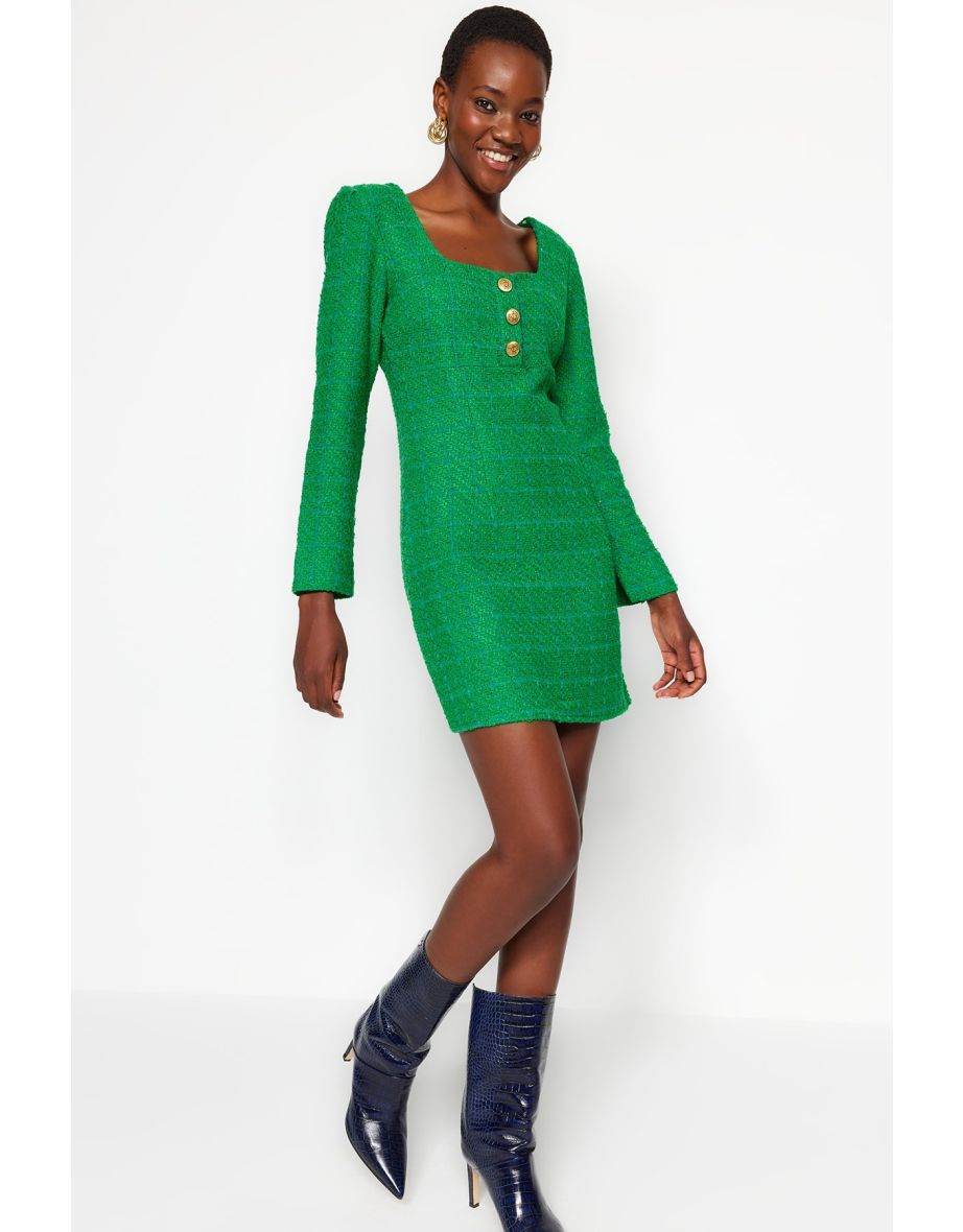 Shop Green A Line Mini Shift Dress with Long Sleeves Online in Iraq VogaCloset