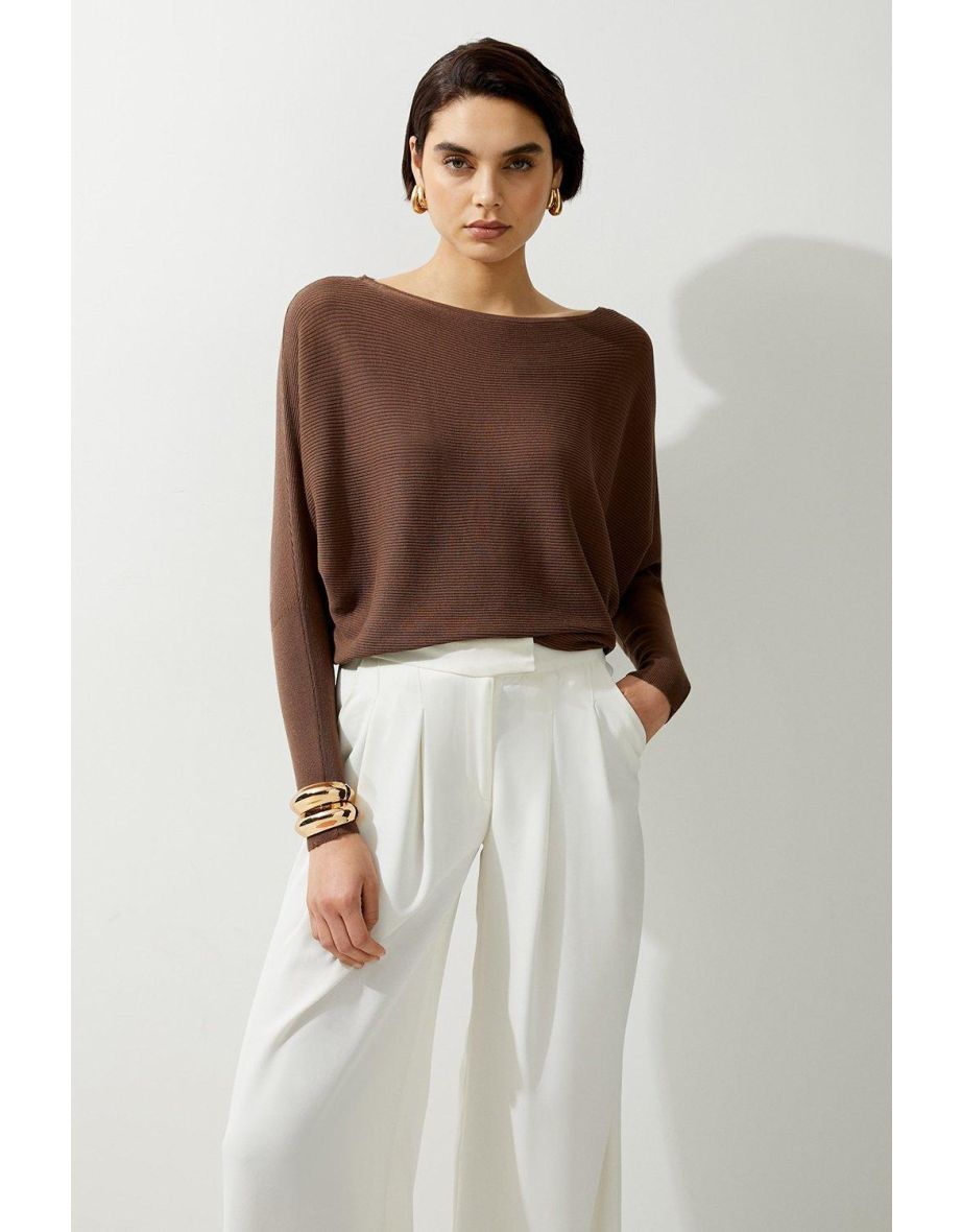 Cotton Blend Slouchy Knit Jumper