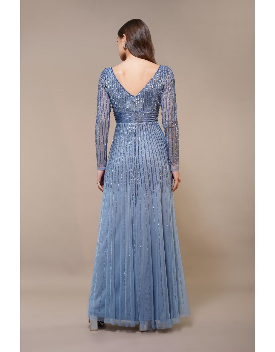 Laura Embellished Maxi Dress in Powder Blue - 5