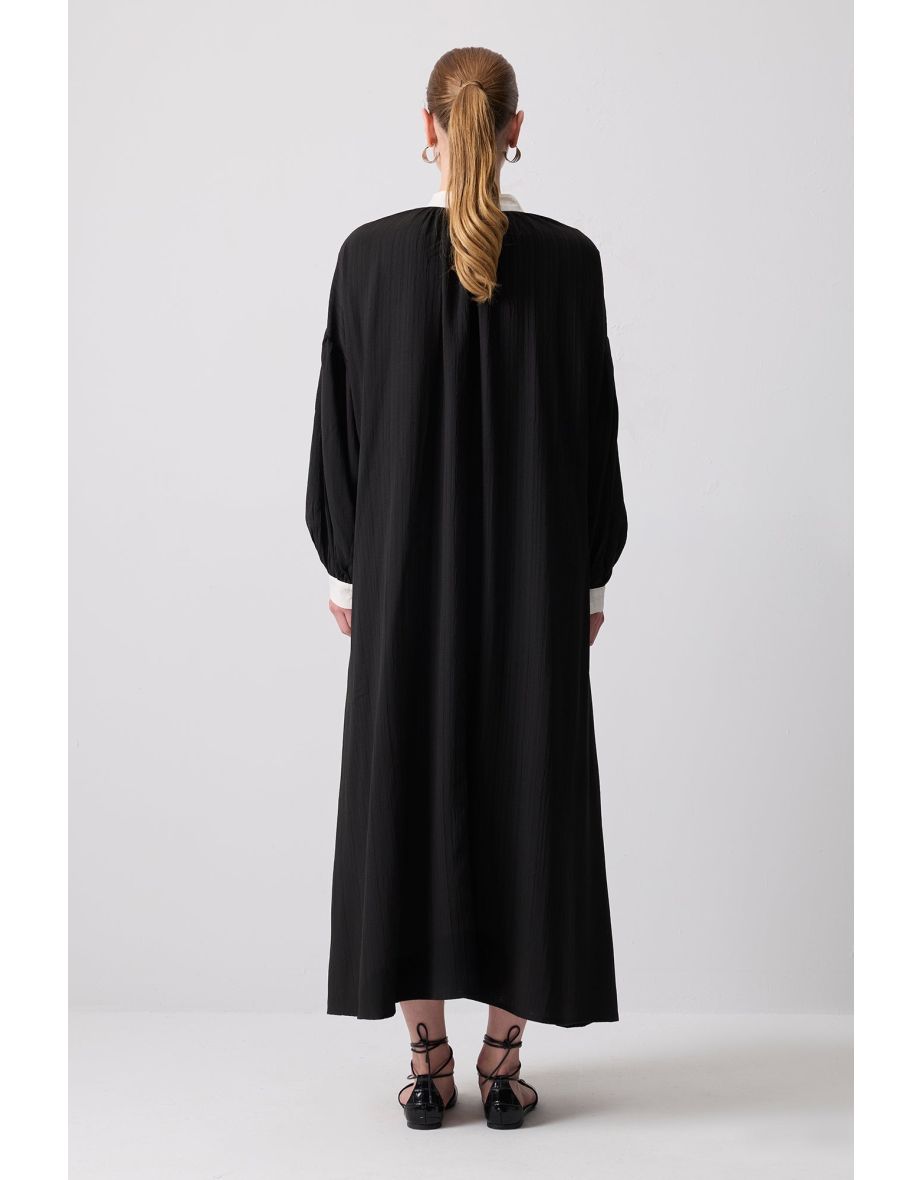 CONTRAST COLLAR SHIRT DRESS - 3