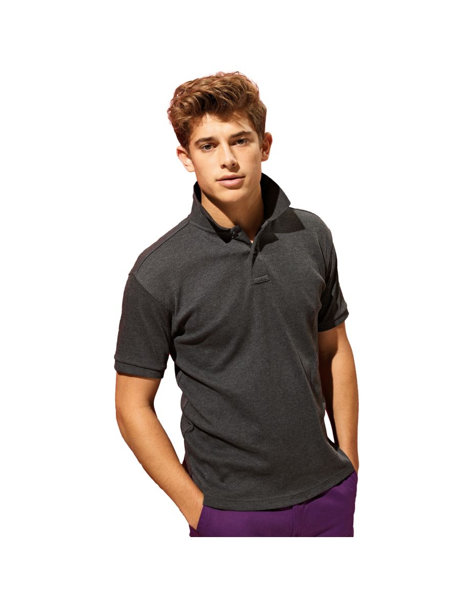 Asquith & Fox Mens Super Smooth Knit Polo Shirt - Black Heather - 1